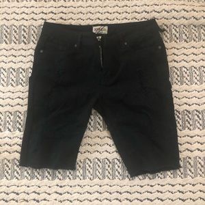 Black distressed Bermuda shorts